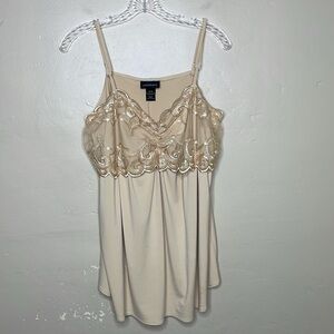 LANE BRYANT Camisole Tank Embroidered Lace Mesh Bodice Overlay Sequin 14-16